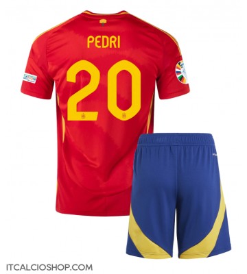 Spagna Pedri Gonzalez #20 Prima Maglia Bambino Europei 2024 Manica Corta (+ Pantaloni corti)